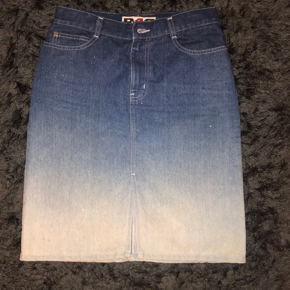 Rave 4 Real Ombré Glitter Slit Front Denim Skirt